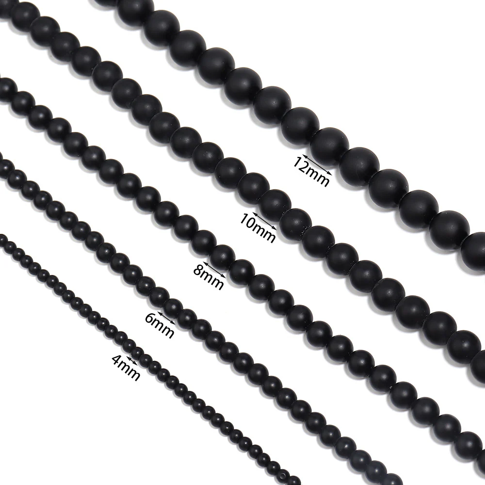 Black Onyx Stone Stretch Bracelet 4MM - Image 2