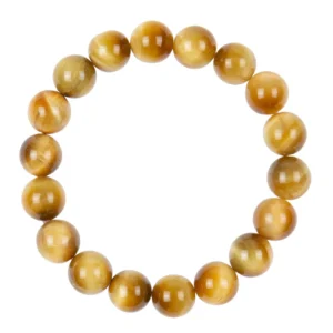 Colored Gold Tiger Eye Stone Stretch Bracelet 10MM