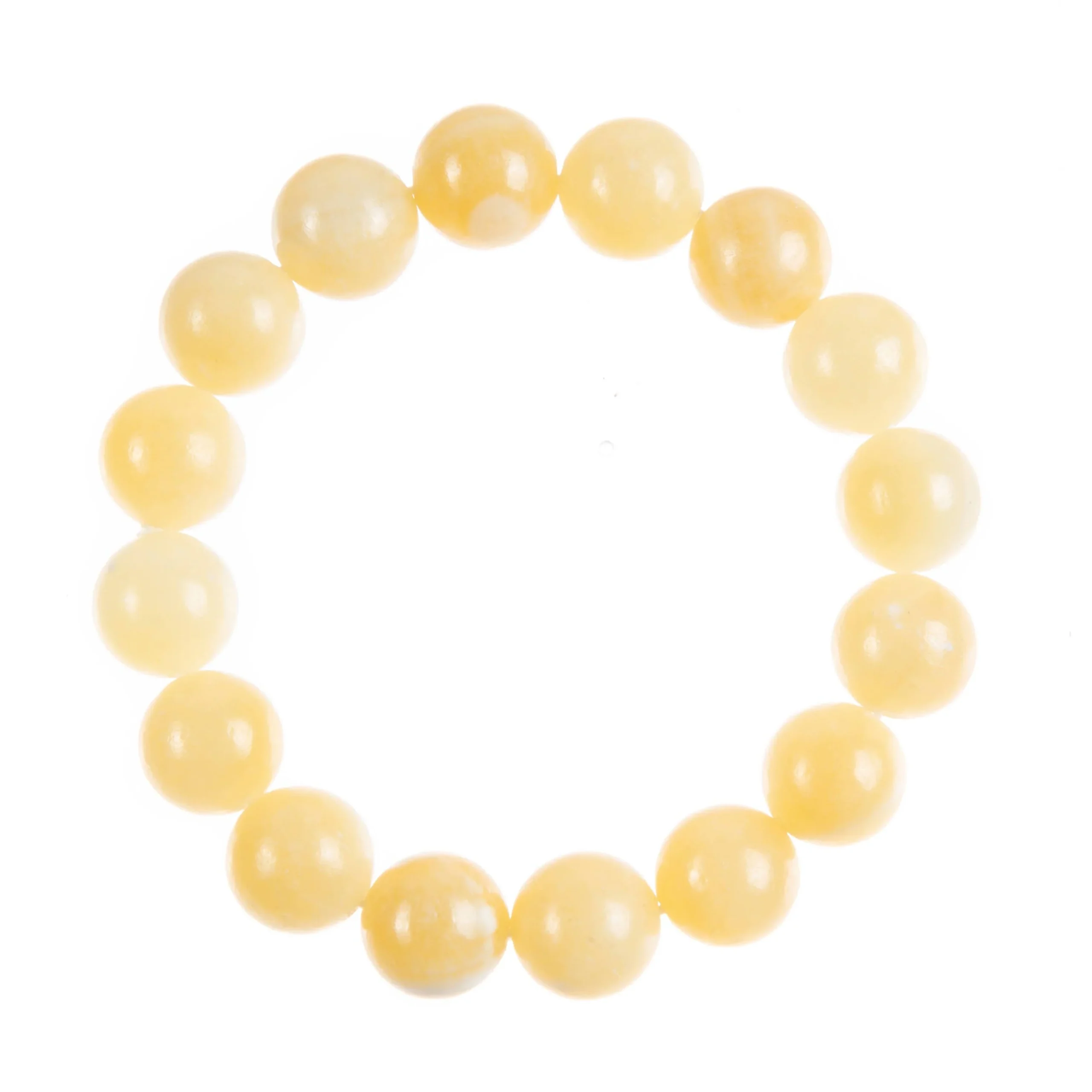 Yellow Jade Stone Stretch Bracelet 12mm