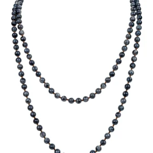Black Labradorite Bead Long Necklace