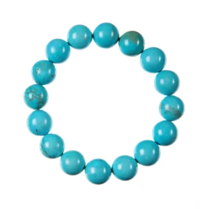 Crack Turquoise Stone Stretch Bracelet 12mm