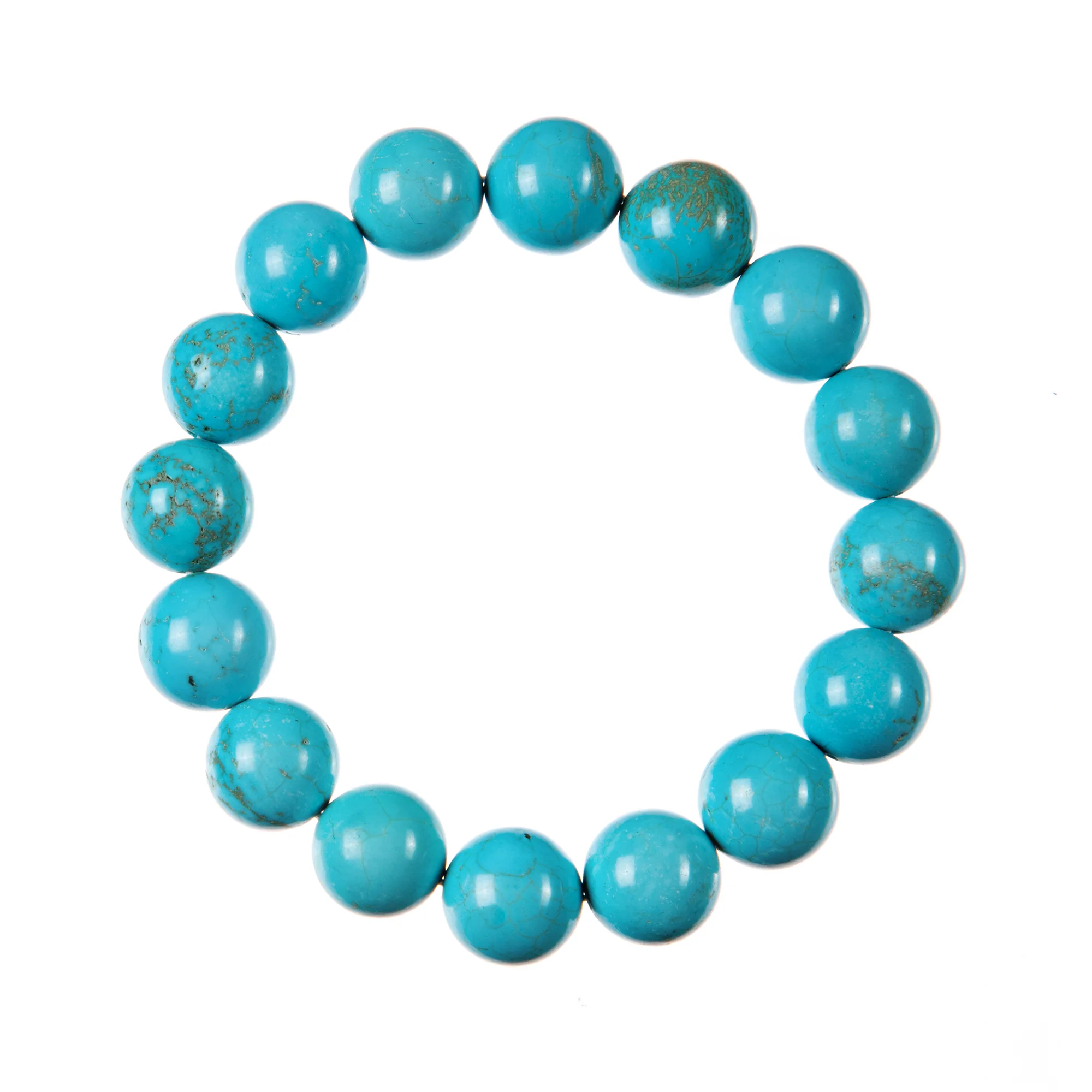 Crack Turquoise Stone Stretch Bracelet 12mm