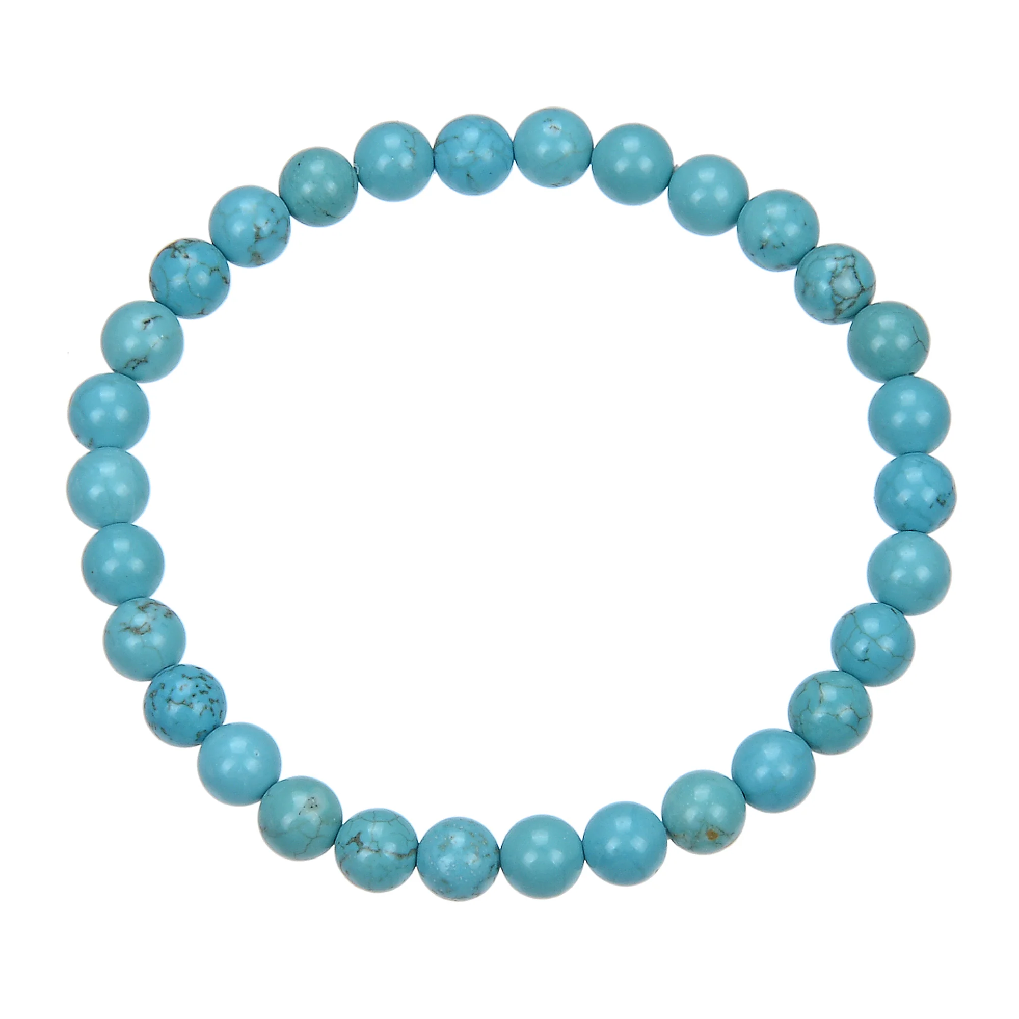 Crack Turquoise Stone Stretch Bracelet 6mm
