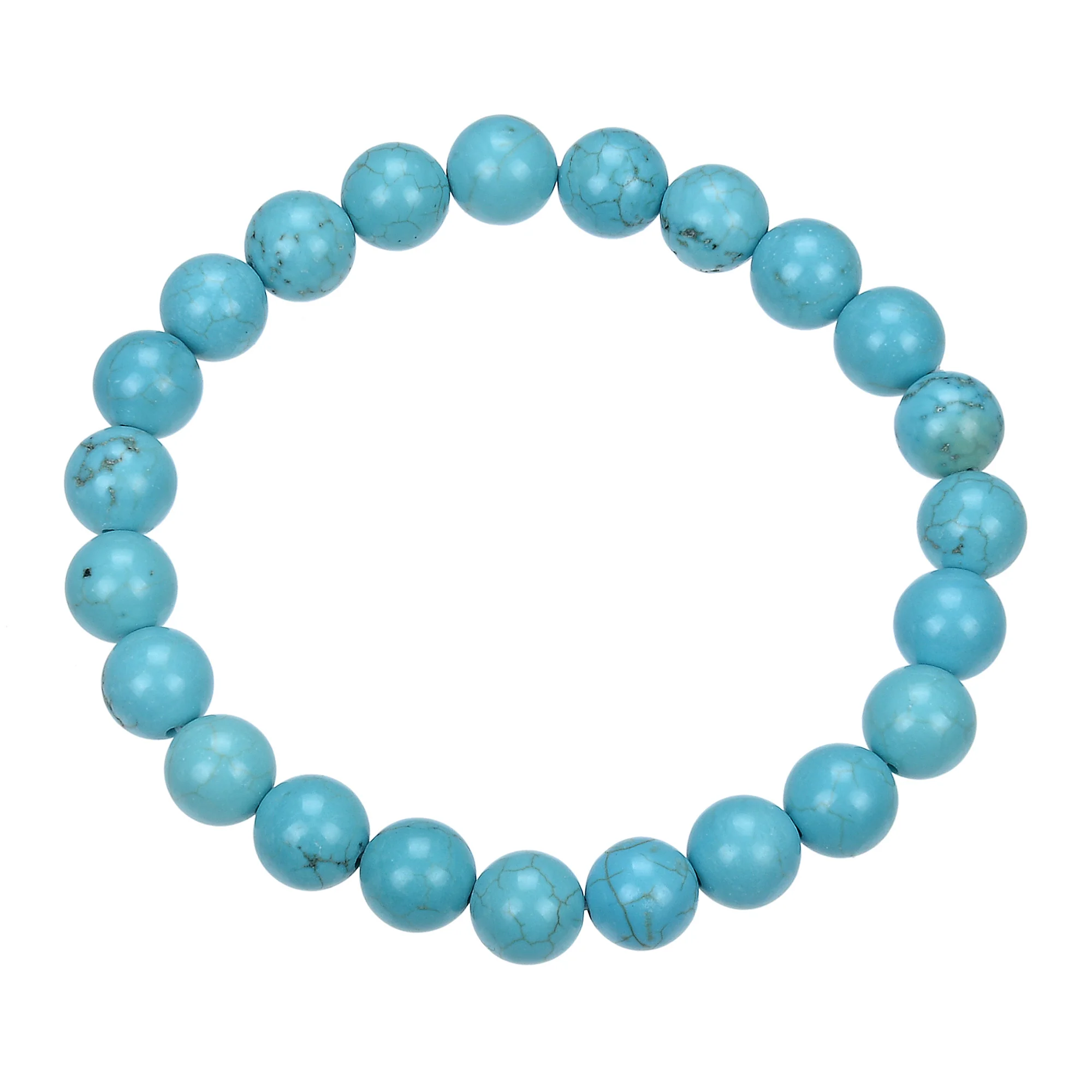 Crack Turquoise Stone Stretch Bracelet 10mm