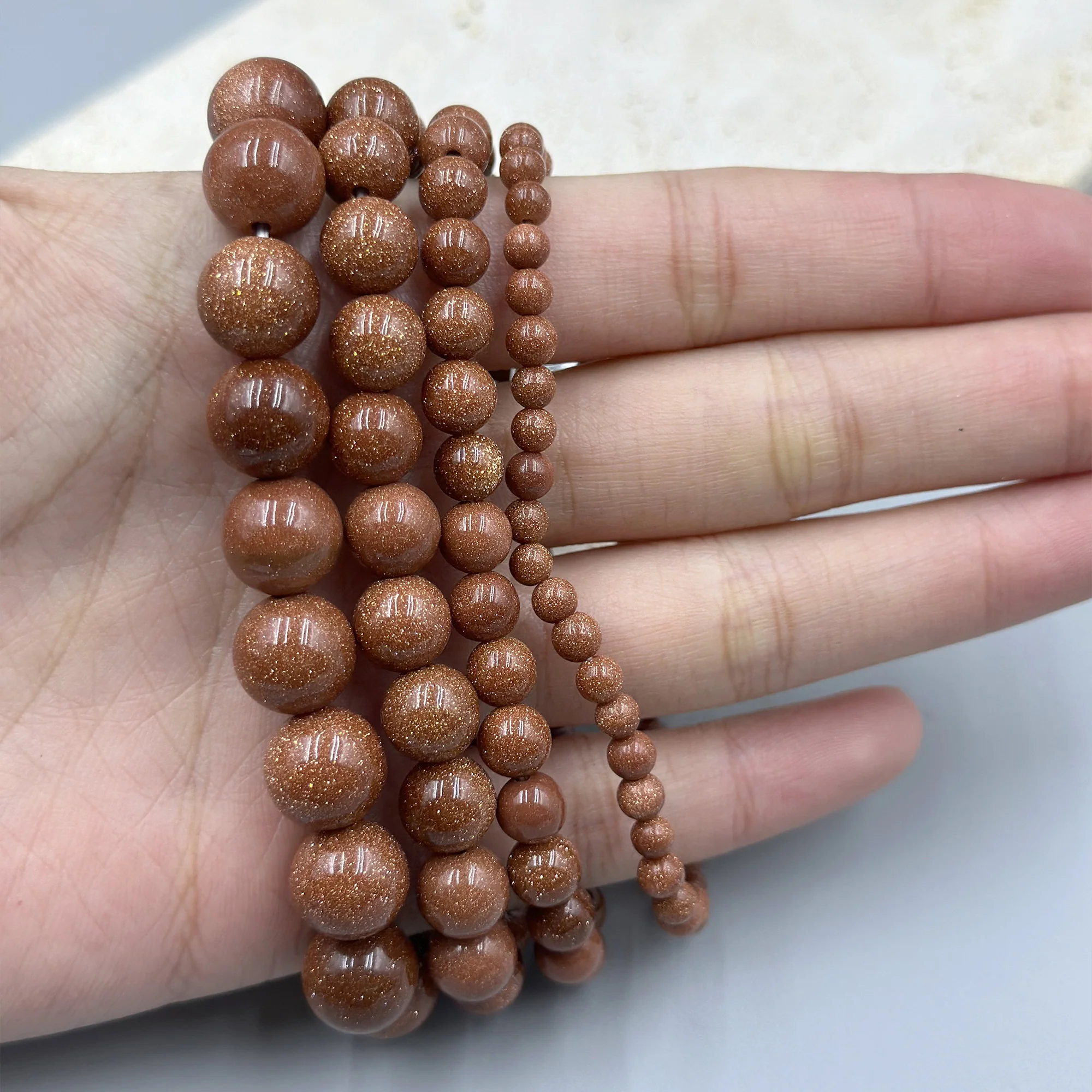 Red Gold Sandstone Bracelet 4mm - Image 2