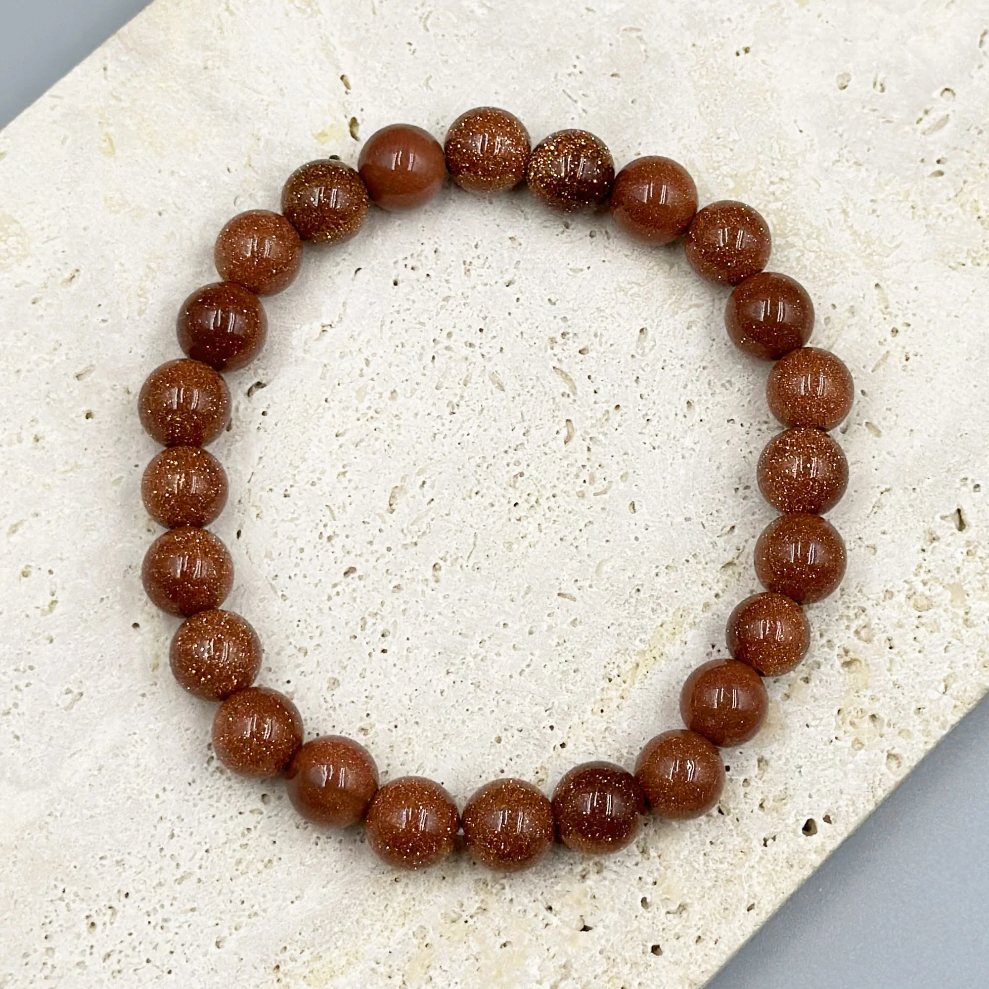 Red Gold Sandstone Bracelet 10mm - Image 3