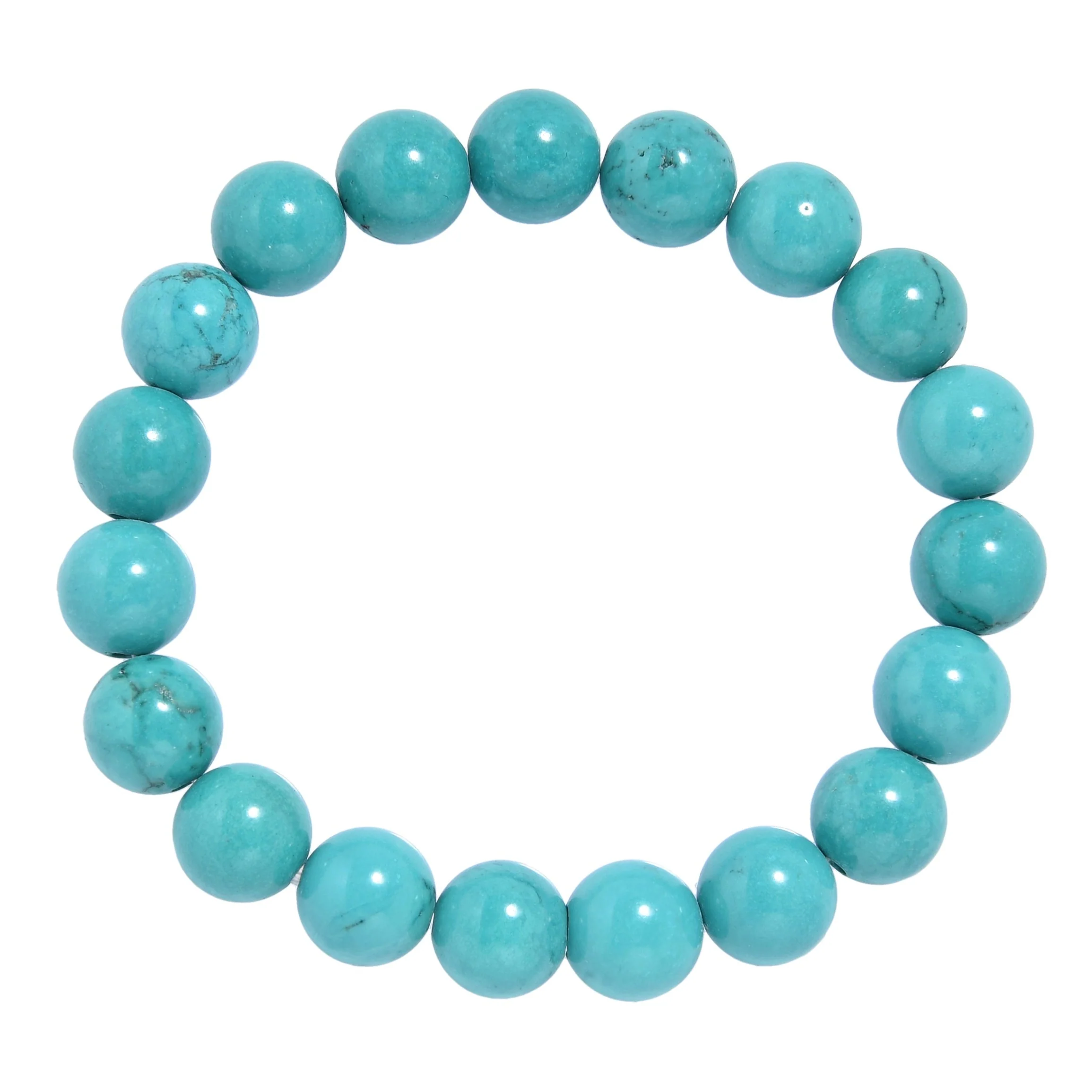 Teal Cracked Turquoise Stone Stretch Bracelet 6mm - Image 2