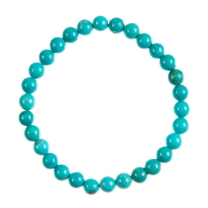 Teal Cracked Turquoise Stone Stretch Bracelet 6mm
