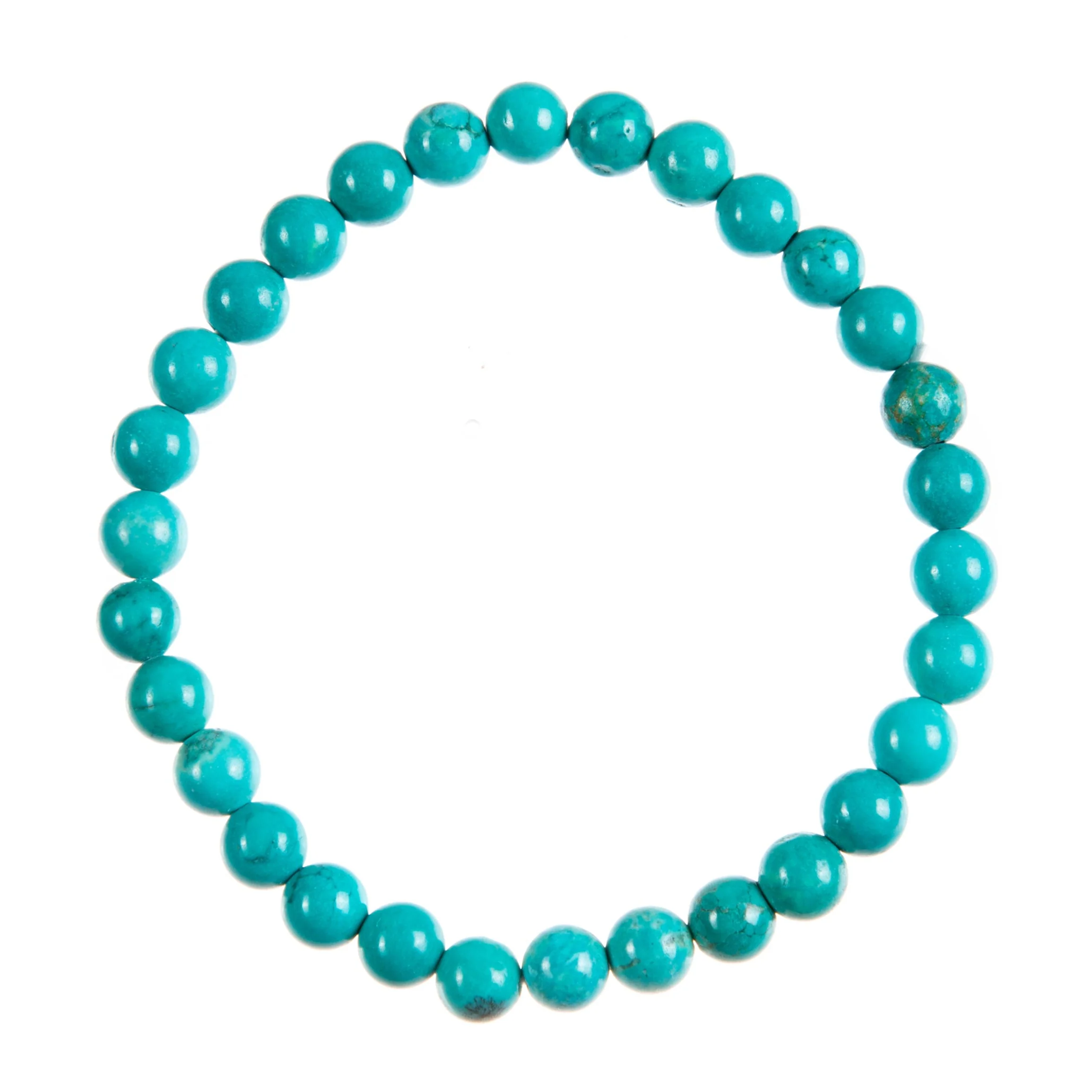 Teal Cracked Turquoise Stone Stretch Bracelet 6mm