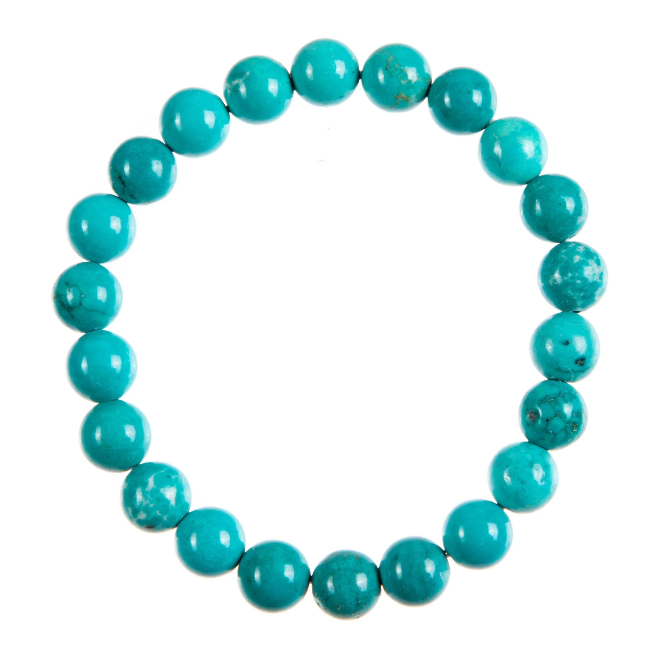 Teal Cracked Turquoise Stone Stretch Bracelet 6mm - Image 3