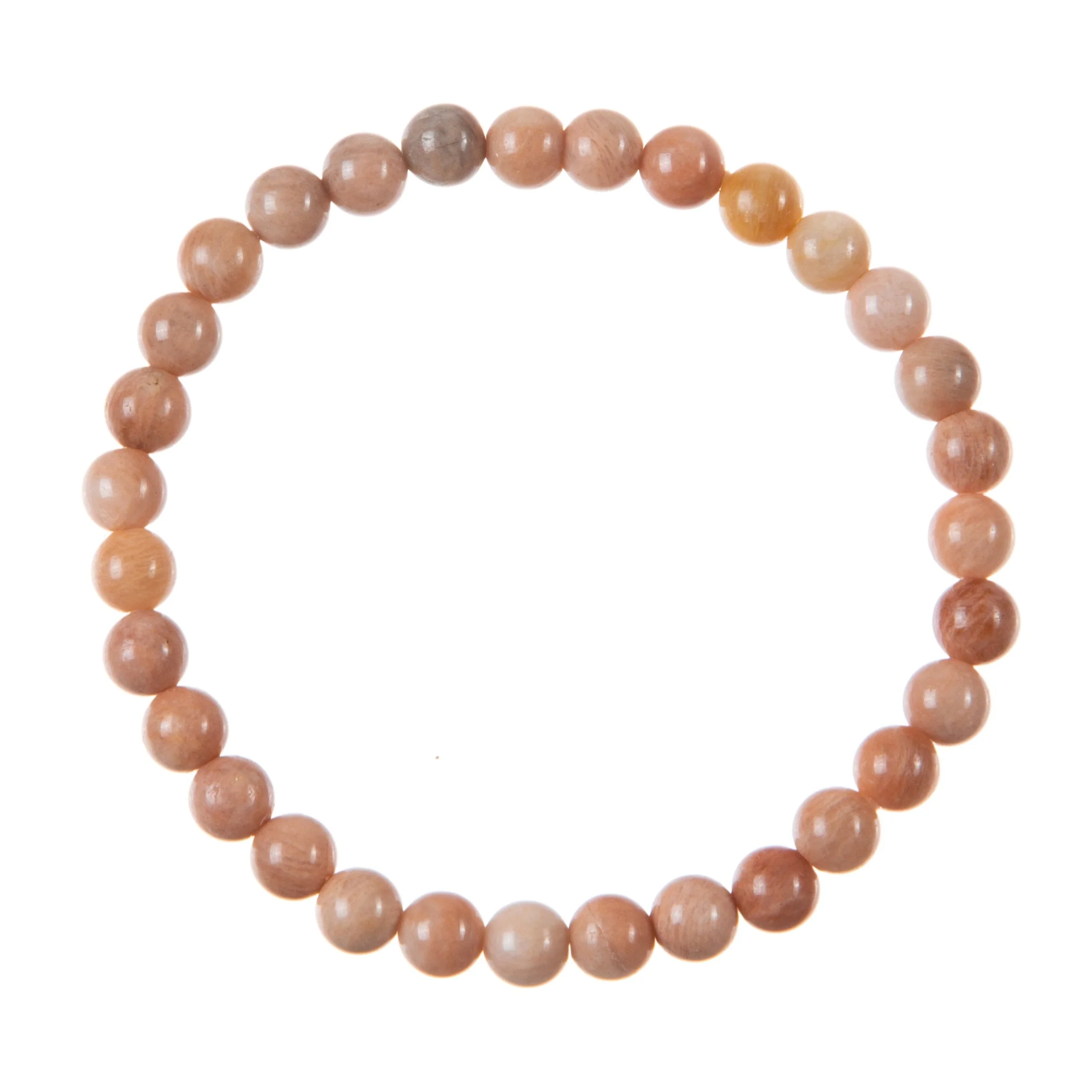 Orange Moonstone Bead Stretch Bracelet 6mm