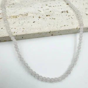 3MM Natural Stone Pearl Bead Necklace Rose Quartz