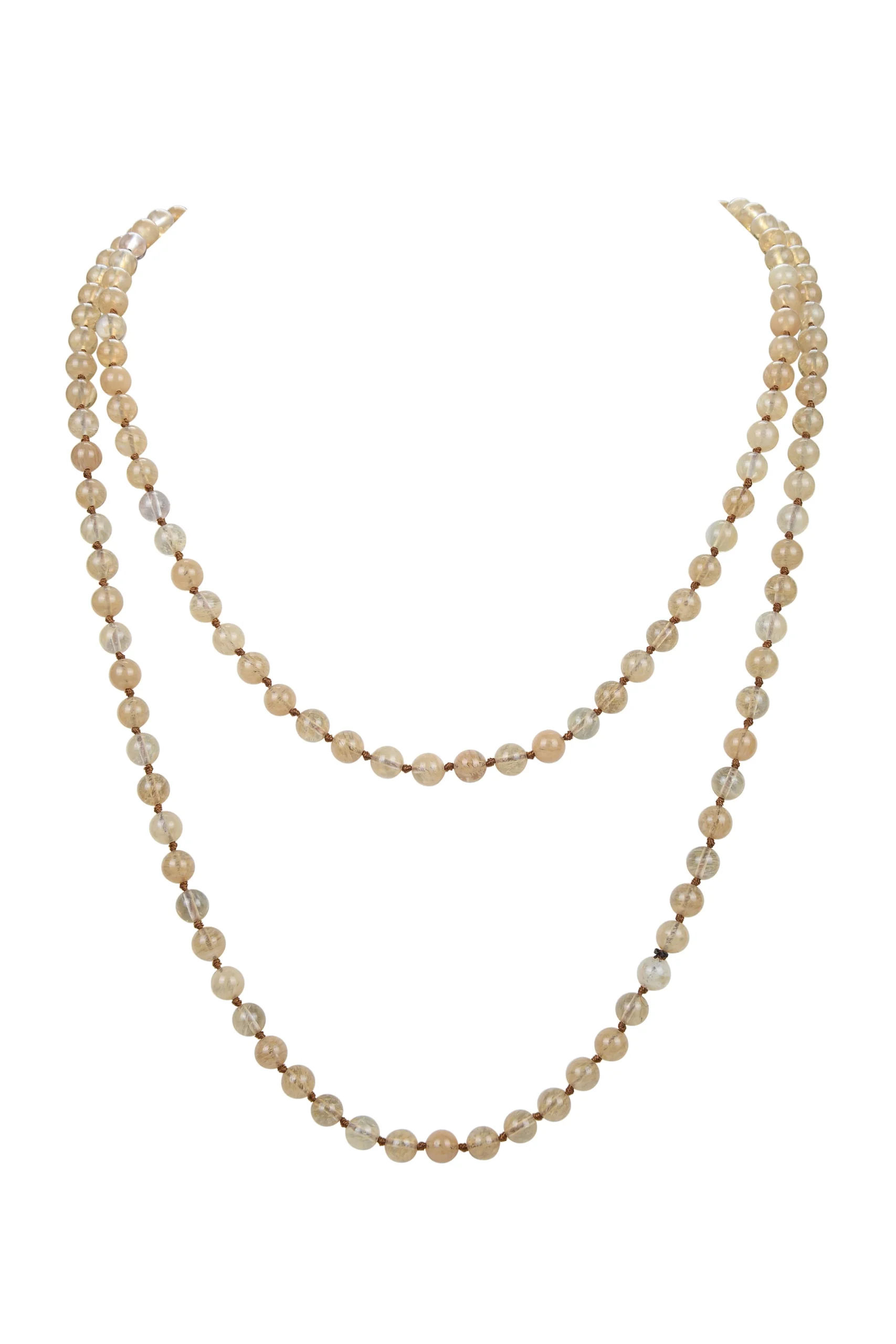 Citrine Quartz Bead Long Necklace